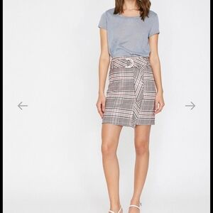 Plaid Belted Mini Skirt - Gray/Pink Plaid